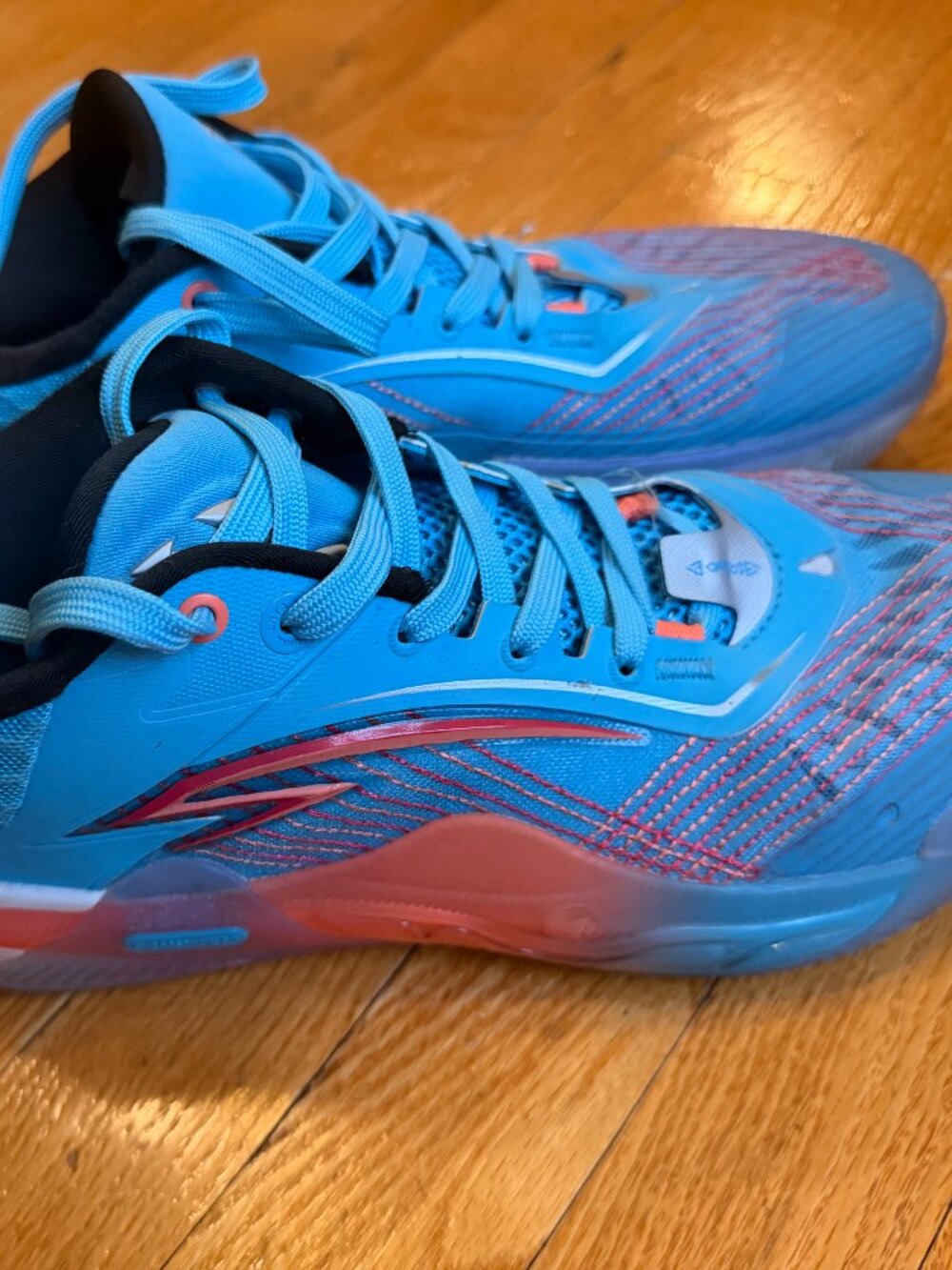 ANTA Mens' Kai1 Athletic Speed Sneakers - Blue/Orange/White - Size 9